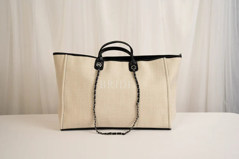 Chanel tote top bag canvas