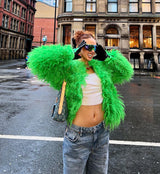 Green Faux Fur Coat