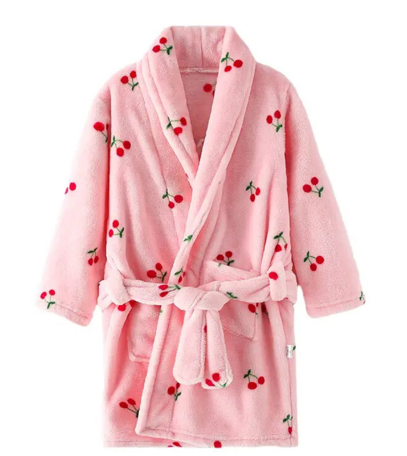 Kids Pink Cherry Dressing Gown