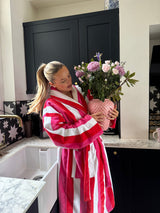 Pink, Red and White Striped ‘Strawberry Kisses Robe’