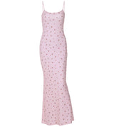 Baby pink cherry maxi dress