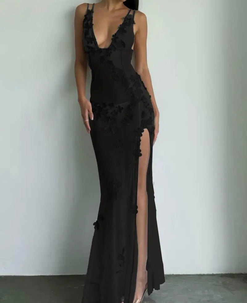 Black Rose Sheer Floral Stretch Maxi Dress - Embrace Elegance Today! The Gifted Sisters Black Rose Sheer Floral Stretch Maxi Dress - Embrace Elegance Today! The Gifted Sisters