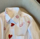White heart and Kiss Shirt oversized shirt