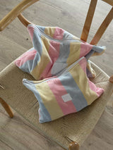 Pastel striped set of 2 cosmetic wash make up bags