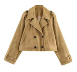 Beige Suede Style Cropped Trench