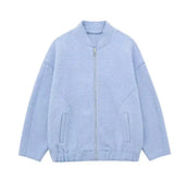 Baby Blue Wool Bomber Jacket