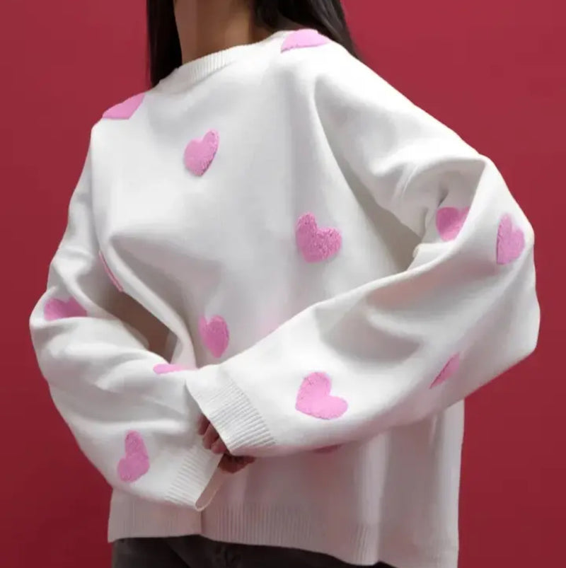Pink and white heart jumper