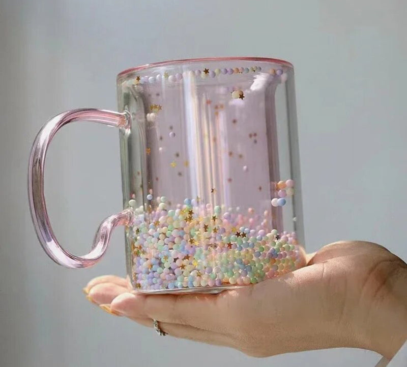 Pink Bubble Star Glass Mug