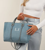 Blue Denim Canvas Tote Bag