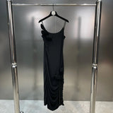 Rose black split dress