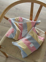 Pastel striped set of 2 cosmetic wash make up bags