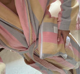 Pastel striped make up bags