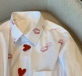 White heart Kiss shirt oversized