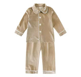 Luxury kids embroidered velvet Christmas pyjamas in gold, red or white