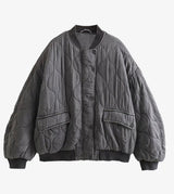 Grey Quilted Bomber Jacket