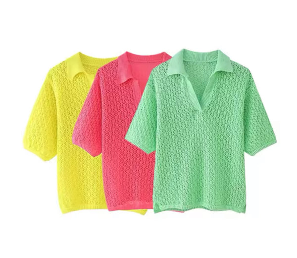 Knit Loose Polo Colourful