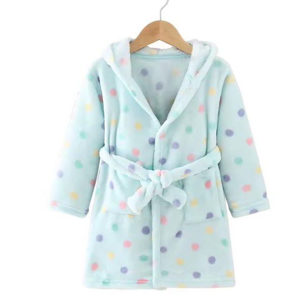Kids Robe fluffy polka dot