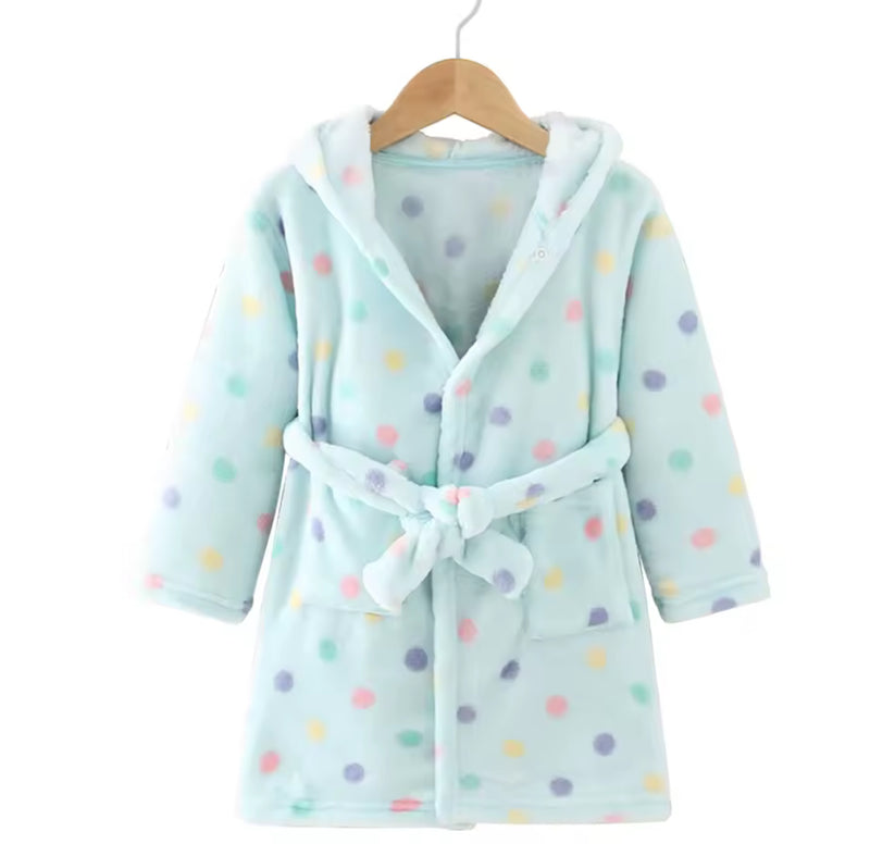 Kids Robe fluffy polka dot