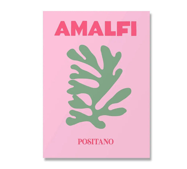 Amalfi Positano Pink Wall Art (no frame)