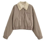 Collared Bomber Jacket Beige