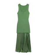 Green Knitted Pleated Dress