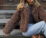 Shaggy Brown Faux Fur Jacket