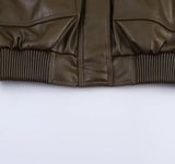 Green Brown Faux Leather Biker Jacket