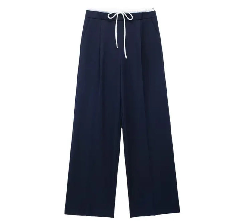 Wide Leg Tie Waist Trousers