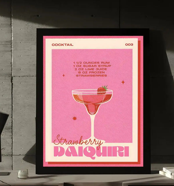Strawberry Daiquiri Pink and Red Wall Art (not framed)
