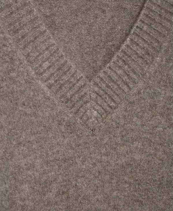 V Neck Oatmeal Knit Jumper