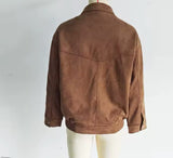 Brown Suede Style Bomber Jacket