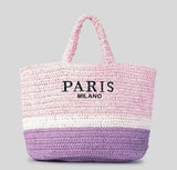 Paris raffia beach everyday tote bag