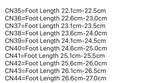 Size measurements for Classic Sneakers Retro Low Court shoes displayed on a table