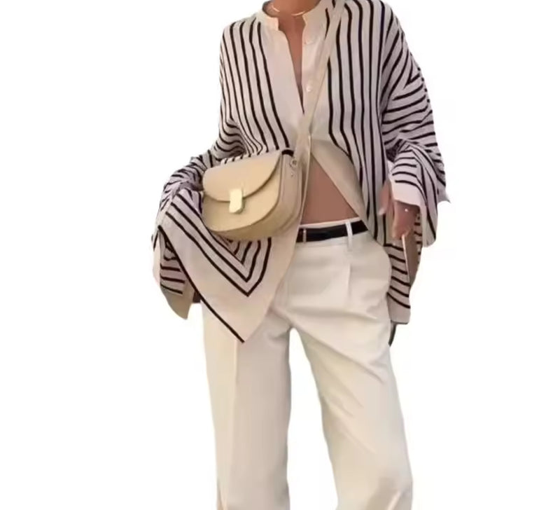 Stripe Long Sleeve Blouse