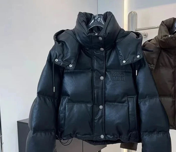 Brown Puffer Jacket Hooded Padded