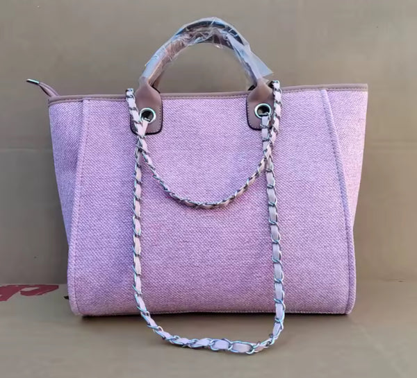 Pink Canvas Tote Bag