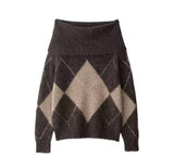 Brown Tone Off Shoulder Diamond Jumper