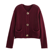 Burgundy Knitted Cardigan