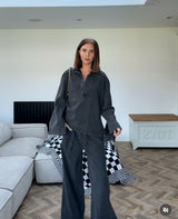 Denim Black Shirt and Trouser Co Ord