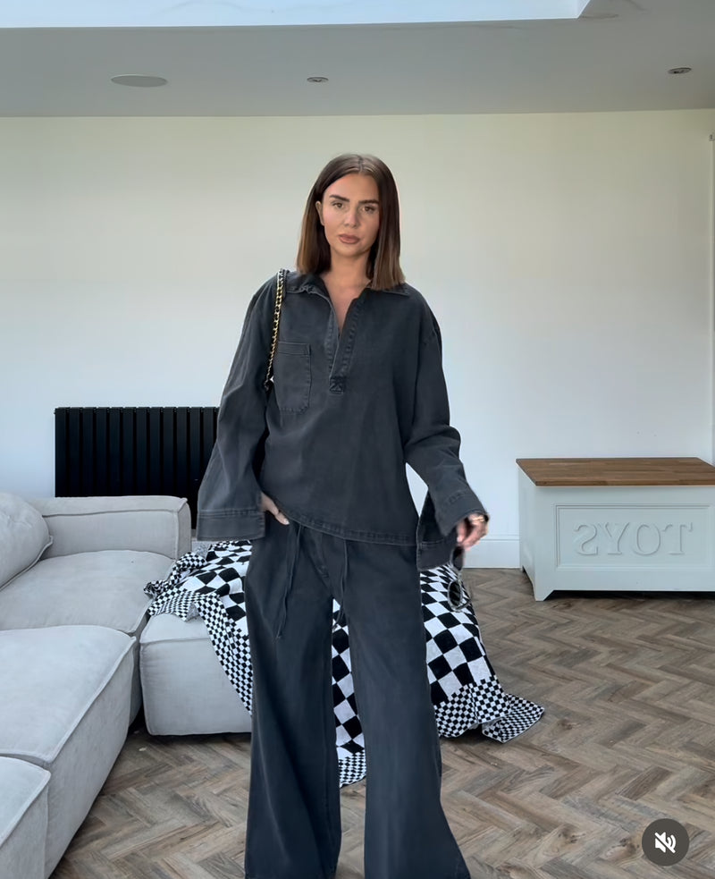 Denim Black Shirt and Trouser Co Ord