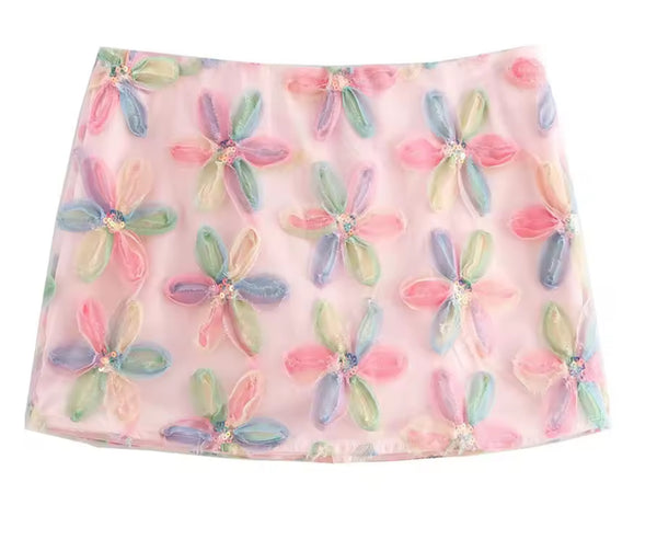 Floral Pink Mini Skirt