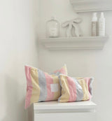 Pastel striped set of 2 cosmetic wash make up bags