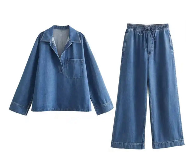 Denim Shirt and Trousers Co Ord