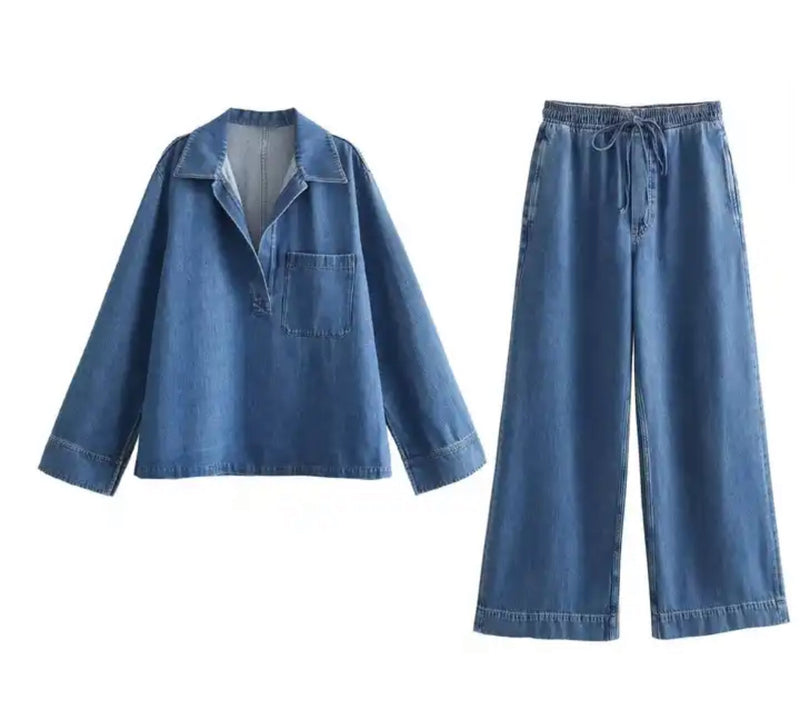 Denim Shirt and Trousers Co Ord