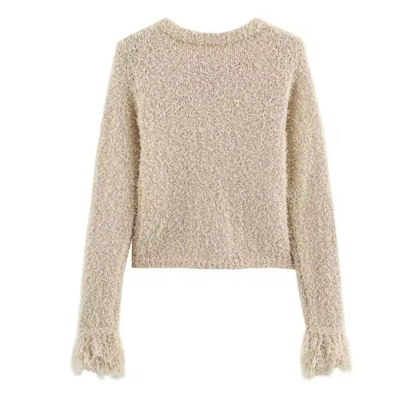 Cream Fringe Cardigan