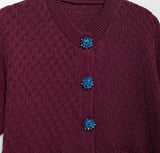 Burgundy Short Sleeve Knitted Cardigan