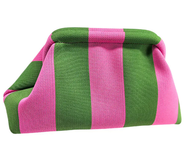 Pink and green clutch bag