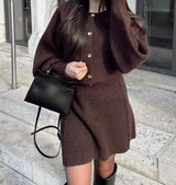 Brown Cardigan and skirt Co Ord