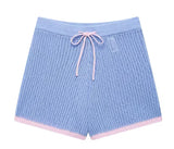 Knitted Polo Shirt and Shorts Co Ord in Blue and Pink