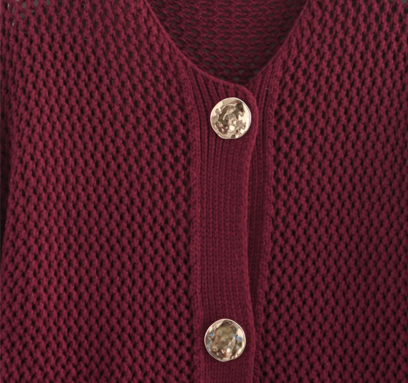 Burgundy Knitted Cardigan